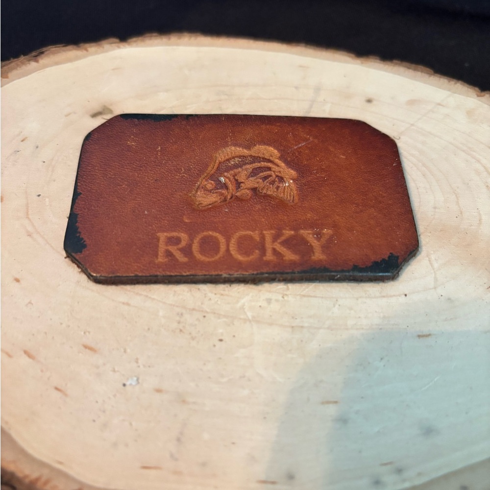 Rocky Tan Leather Patch with Fish Motif
